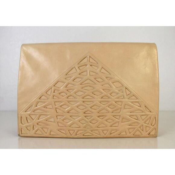 VTG ANDREA PFISTER ITALY CREAM BLUSH GENUINE LEATHER SHOULDER BAG XBODY PURSE - Picture 3 of 12